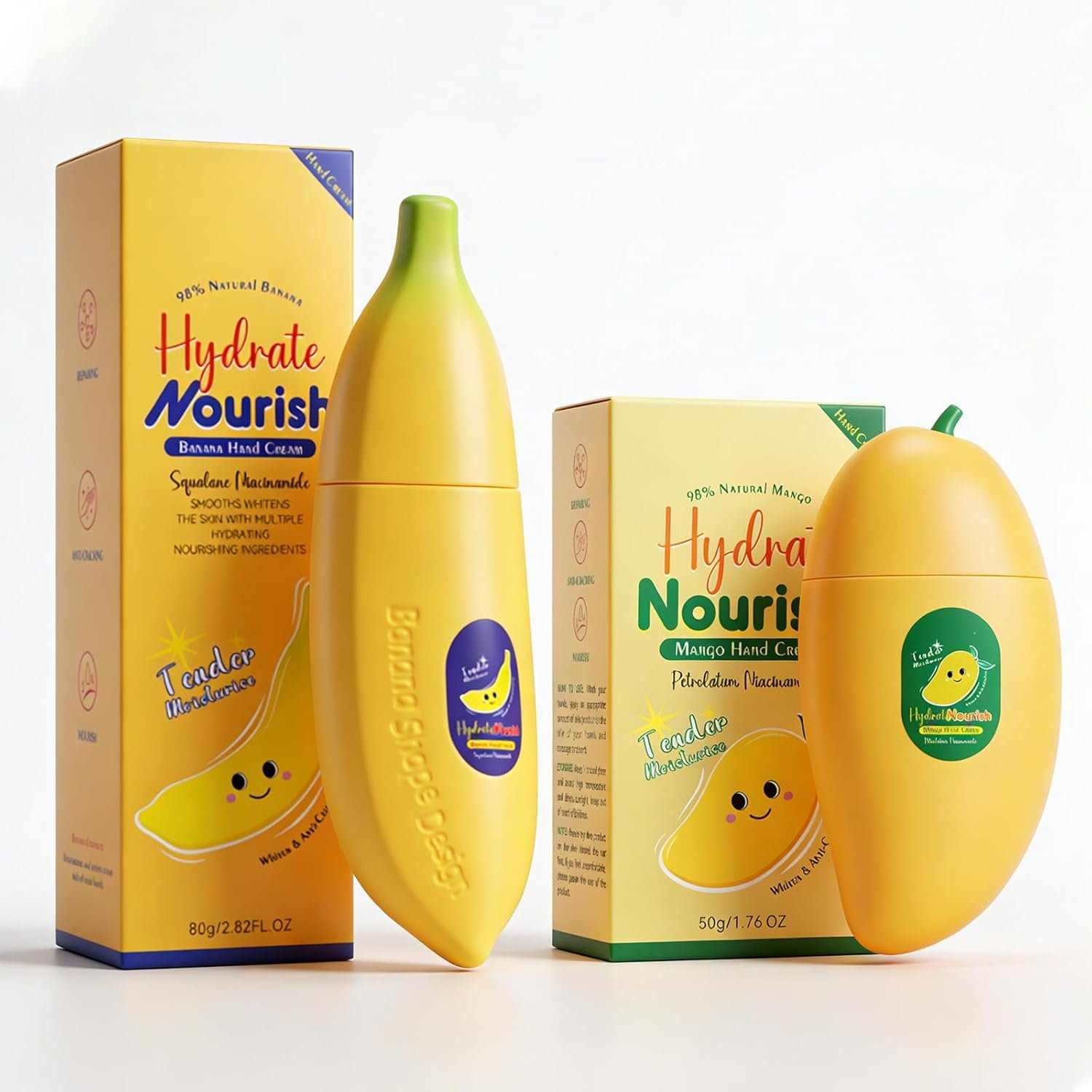 2件套芒果香蕉味护手霜 干裂手部深层保湿乳 | 留学生宿舍冬日复习手干即时滋润 热带水果香唤醒家乡温暖
