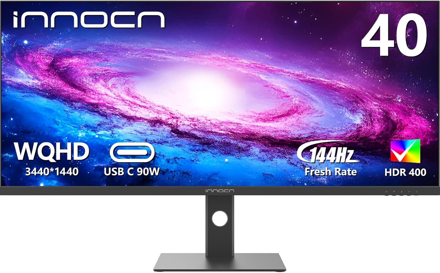 40英寸WQHD超宽显示器3440x1440 144Hz FreeSync Premium HDR400 21:9 95% DCI-P3 500尼特IPS USB-C HDMI 可调高度VESA 留学生宿舍一屏多开作业追剧沉浸高效不卡顿