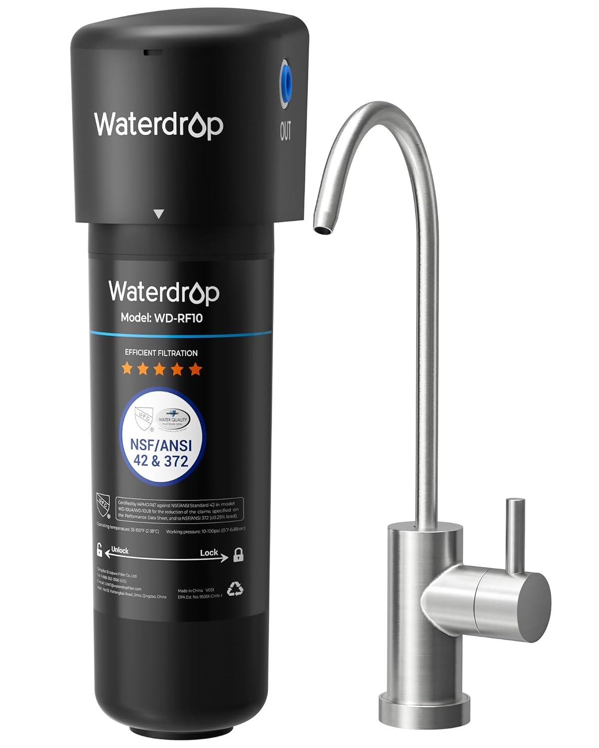 台下式净水器 留学生公寓厨房滤PFAS铅氯异味 NSF/ANSI42认证11000加仑易安装喝水如家乡安心 台下式净水器 留学生公寓厨房滤PFAS铅氯异味 NSF/ANSI42认证11000加仑易安装喝水如家乡安心