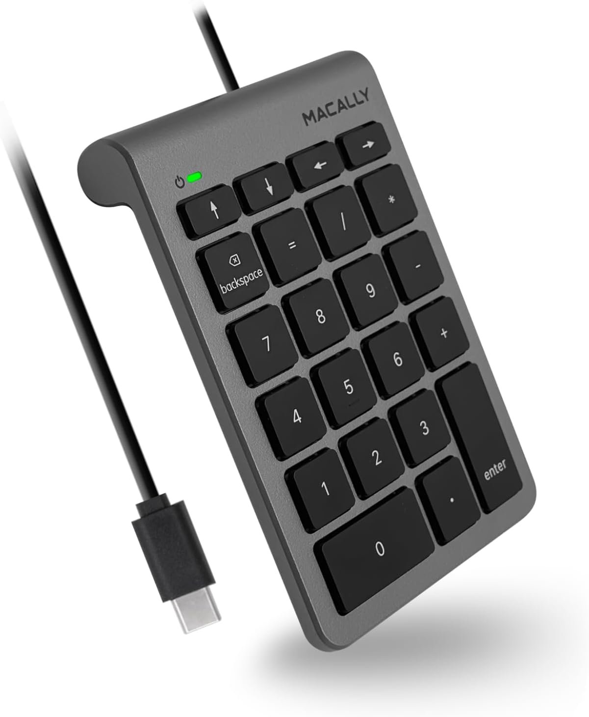 留学生宿舍数据录入加速器：USB C 有线10键数字小键盘 Type C 数字键盘 笔记本专用1.5米线缆深空灰键盘