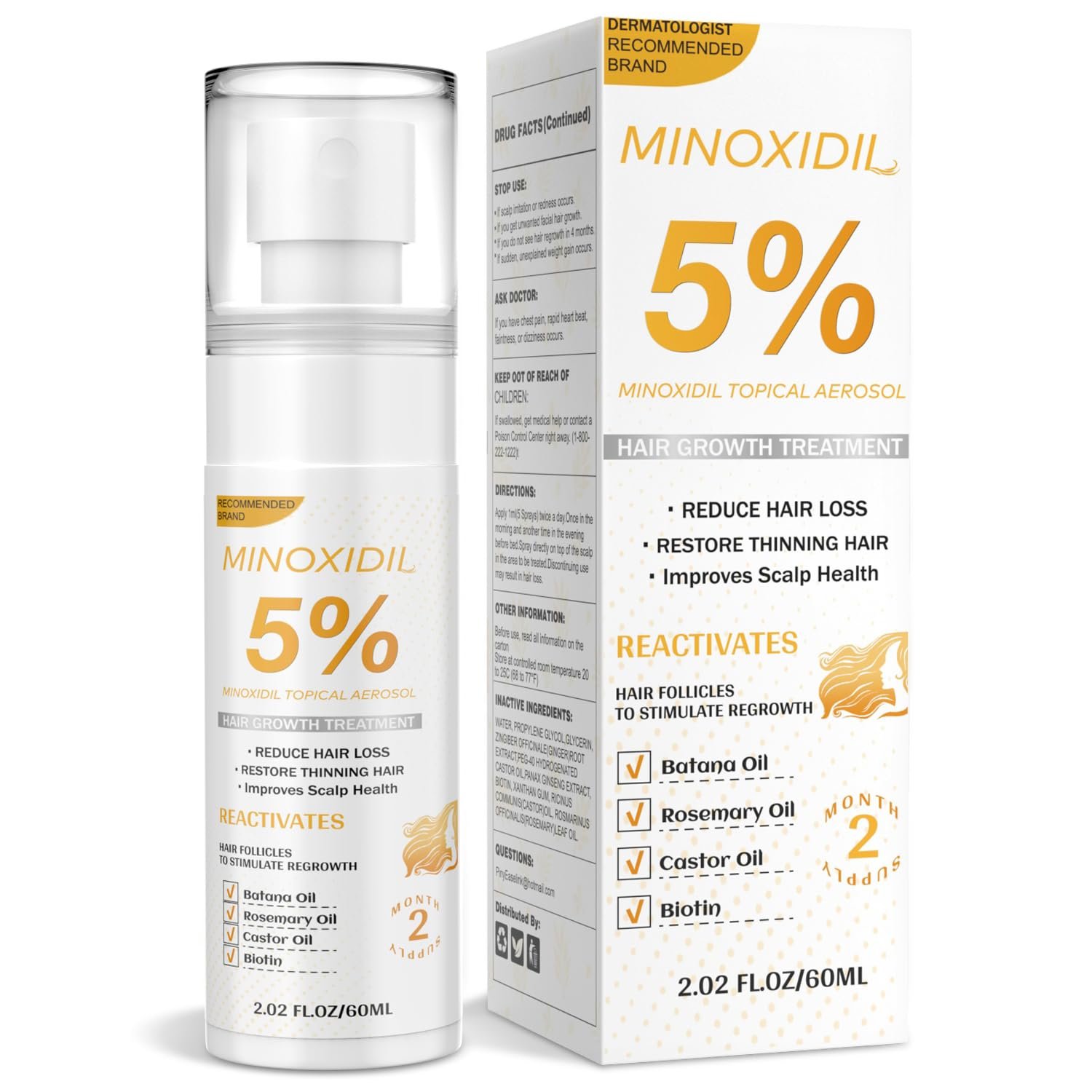 留学生宿舍镜前自信再生：米诺地尔男女生发精华生物素+巴塔纳+迷迭香，头发胡须快速浓密再生脱发解决方案