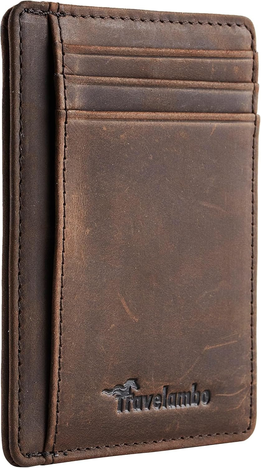 留学生海外街头通勤 前袋瘦皮革钱包 RFID防盗 极简中等尺寸