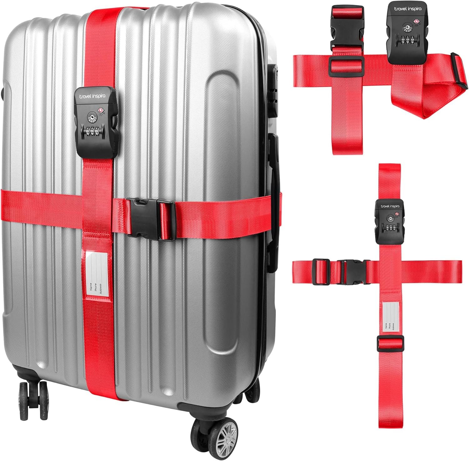 行李箱TSA锁防爆绑带 | 留学生机场托运安心守护，高可见易认不丢行囊 | 20-32寸可调重型保护带